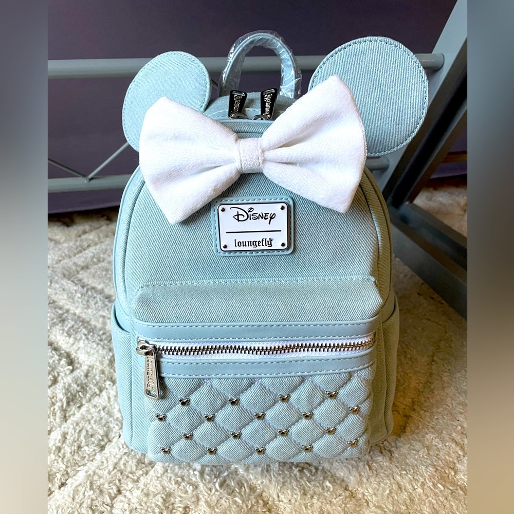 DENIM MINNIE LOUNGEFLY BACKPACK